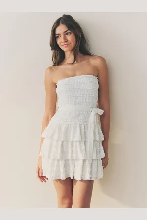 Next Bandeau Flæsekant Textured Slips Talje Mini Kjole36
