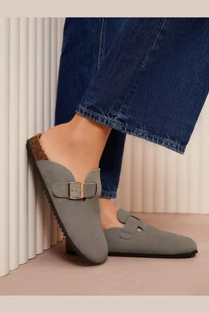 Friends Like These Buckle Faux Suede Comfort Footbed Clogs