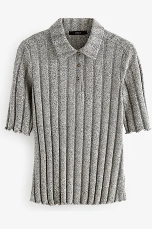Next Ribbed Lettuce Hem Collared Polo Top54
