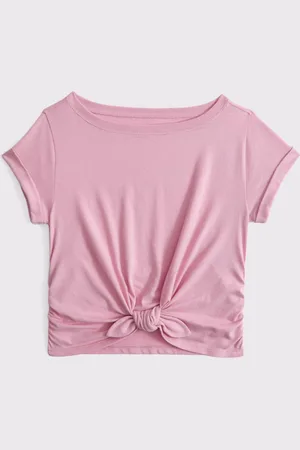 Abercrombie & Fitch Basic Short Sleeve Tie Front Cropped T-Shirt146152cm