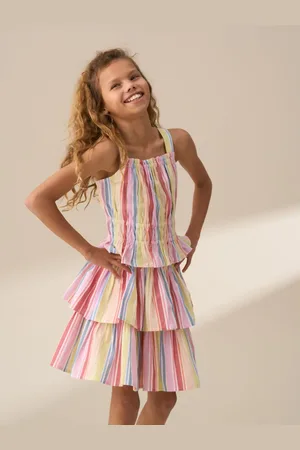 Angel & Rocket Faye Multi Stripe Tiered 100% Cotton Skirt110116cm