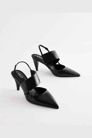 Next Forever Comfort Point Toe Asymmetric Strap Detail Heel Slingbacks
