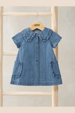Mamas & Papas Blue 100% Cotton Denim Shirt Dress6874cm
