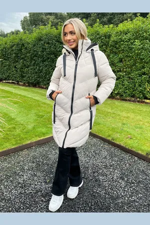 Ax Paris Hooded Long Line Puffer Black Coat36