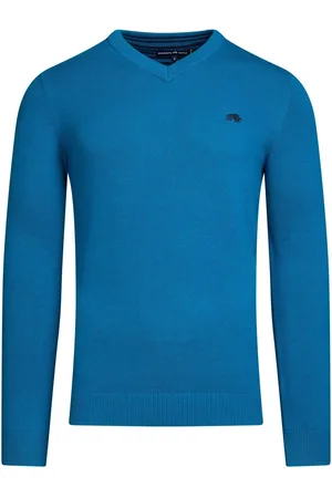Raging Bull Blue Classic V-Neck Knit JumperXL