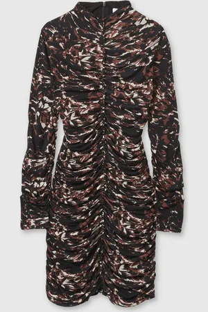 Reiss Carolina Jersey Ruched Abstract-Print Midi DressL