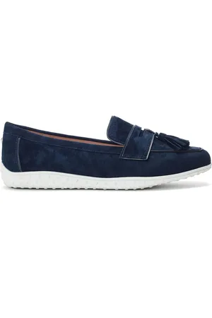 Moda In Pelle Blue Elinia Tassel Detail Suede Loaferseu355