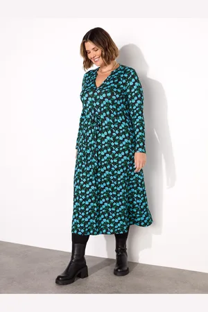 Live Unlimited London Pleated Wrap With Blouson Sleeves Dress50