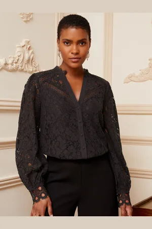 Love & Roses Lace Mix Button Through Long Sleeve Blouse40