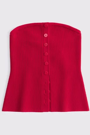 Abercrombie & Fitch Strapless Button Through Knitted Tube Toplarge