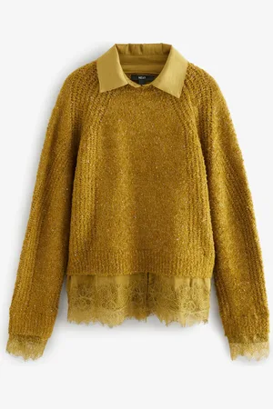 Next Lace Layer Collared Knitted JumperXL almindelig