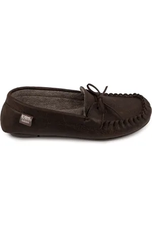 Totes Mens Isotoner Distressed Winter Moccasin Slippers with Herringbone Socks