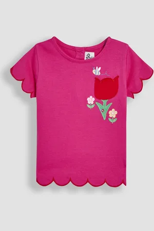 JoJo Maman Bébé 100% Cotton Scallop Hem Appliqué Pocket T-Shirt116122cm