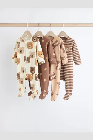 Next Baby 100% bomuldslynlås sovedragter 4 Pakke (0måneder-2år)Up to 1 Month (56cm)