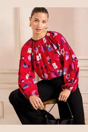 Love & Roses Pintuck Rund hals Langærmet Bluser46