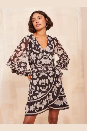 Friends Like These Chiffon Ruffle Wrap Mini Dress44