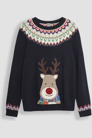 JoJo Maman Bébé Mens Reindeer Fair Isle JumperS