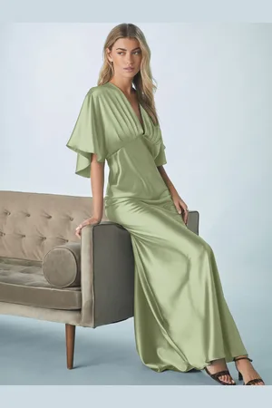 Next Bridesmaid Satin Flutter Sleeve Maxi Dress46høj