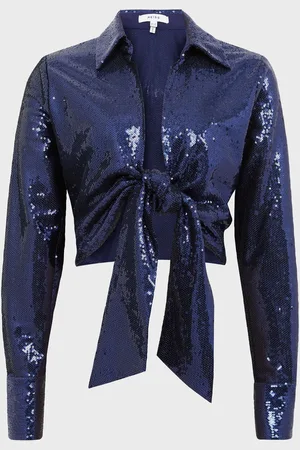 Reiss Hannah Tie Front Sequin Top36