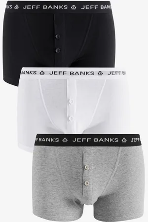 Jeff Banks Bomuld Button Flue Bokser 3 PakkeS