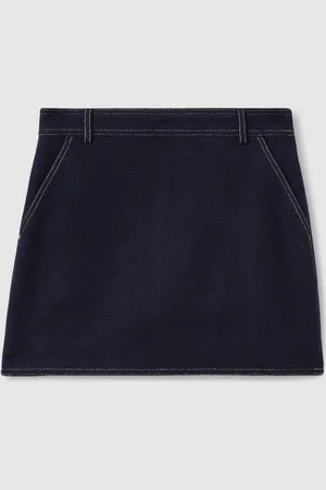 Reiss Elise Wool-Blend Topstitched Mini Skirt46