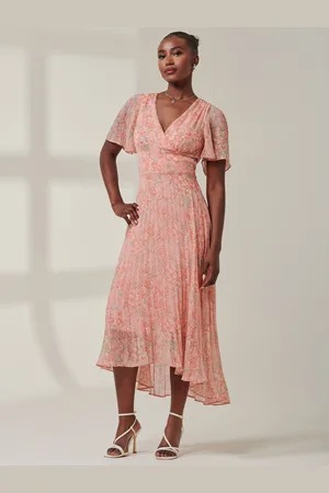 Jolie Moi Chelsea Plisseret Chiffon Dip Hem Maxikjole38