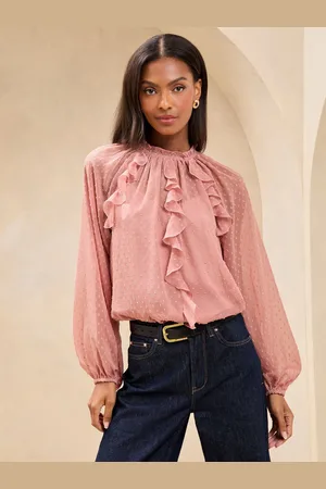 Lipsy London Flæsekant Trim Dobby Fabric Bluse44