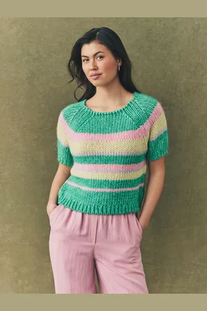 Next Striped Chunky Short Sleeve Knitted Topsmall