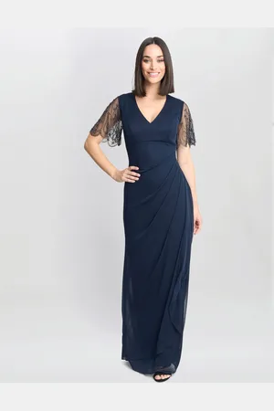 Gina Bacconi Blue Josephine V-Neck Maxi Dress With Embellished Sleeve44