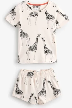 Chelsea Peers Kids 100% Organic Cotton Cream Giraffe Print Crewneck Short Pyjamas Set5 - 6 år (110 - 116cm)