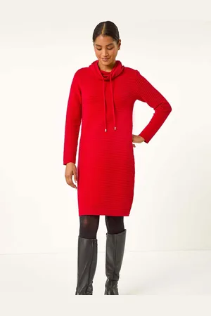 Roman Ribbed Draperet hals Trøje Kjole40