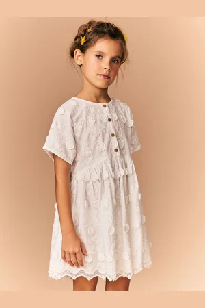 Next Flower Embroidered 100% Cotton Dress (3-16yrs)9 år (134cm)