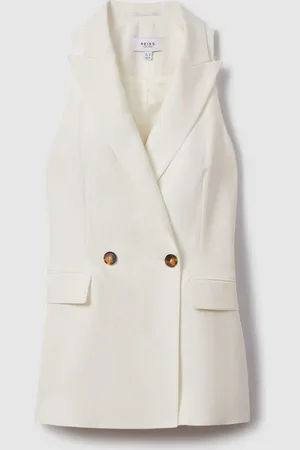 Reiss Lori Halter Viscose Linen Double Breasted Suit Waistcoat