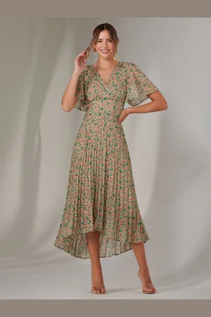 Jolie Moi Charlotte Pleated Chiffon Midmaxi Dress40