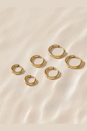 Next Huggie Hoop-øreringe i rustfrit stål 3 PakkeEn
