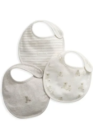 Mamas & Papas Teddy Bear 100% Cotton Brown Bib Set 3 Packen