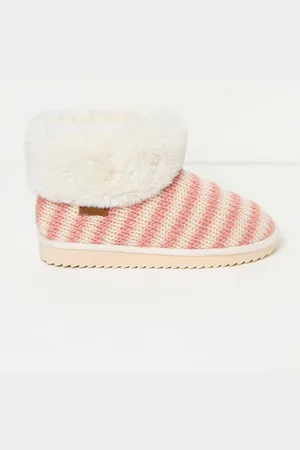 Fat Face FatFace Fur Cuff Knitted Slipper Boot