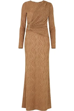 DASKA Eris Maxi Dress With Long Sleeves And Side Buckle Detailmedium