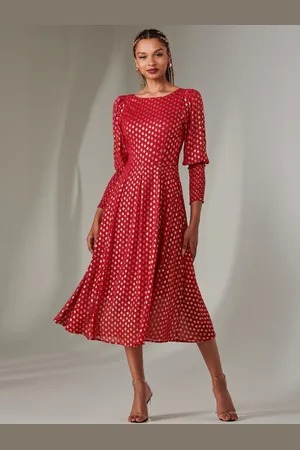 Jolie Moi Puff Sleeve Gold Spotty Midaxi Dress40