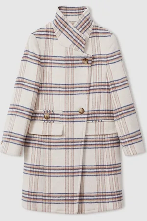 Reiss Claude Wool Blend Checked Asymmetric Funnel Neck Coat4 - 5 år (104 - 110cm)