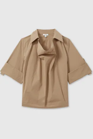 Reiss Elowen Cotton Blend Krave Draperet hals Skjorter32
