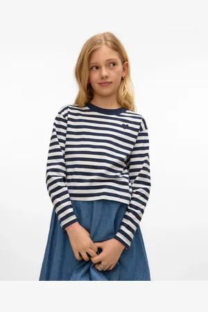 VERO MODA Long Sleeve Cropped Stripe Jersey T-Shirt134140cm