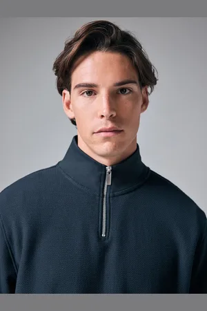 Next Long Sleeve Textured Quarter Zip JumperM Reg