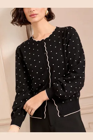 Love & Roses Spot Fine Gauge Scallop Edge Knitted Cardigan36