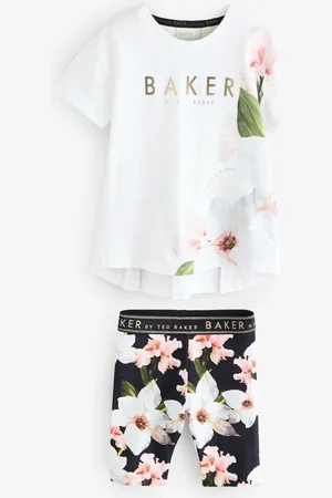 Ted Baker 2 Piece Broderie Panel T-Shirt & Floral Print Cycling Shorts Set9298cm