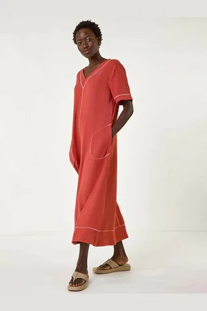 Roman Contrast Stitch Detail A-Line Dress46