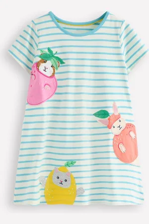 Boden 100% Cotton Short Sleeve Applique Tunic98104cm