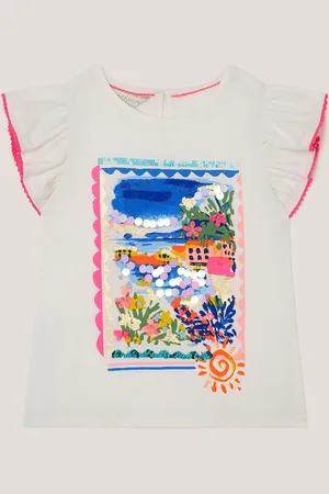 Monsoon Resort Scene Embellished 100% Cotton T-Shirt98104cm