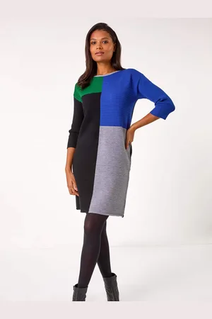 Roman Colour Block Ribbed Knit Dress44