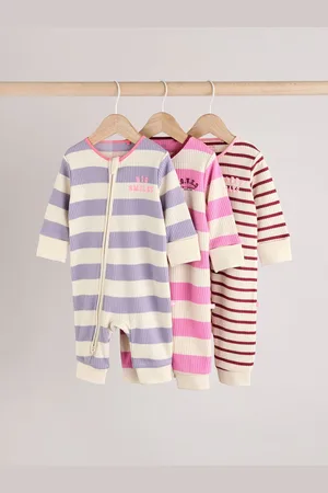 Next Two Way Zip Baby Footless 100% Cotton Sleepsuits 3 Pack (0mths-3yrs)6 - 9 måneder (68 - 74cm)